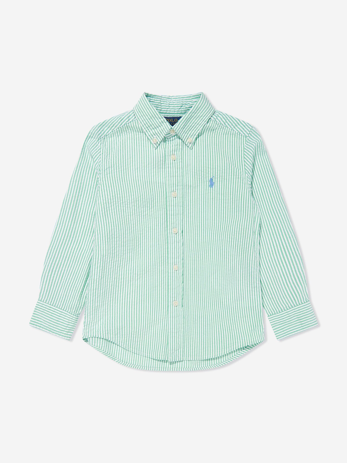 Boys Striped Logo Shirt in Green