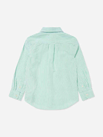 Boys Striped Logo Shirt in Green