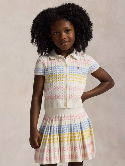 Girls Cable Knit Skirt Set in Multicolour