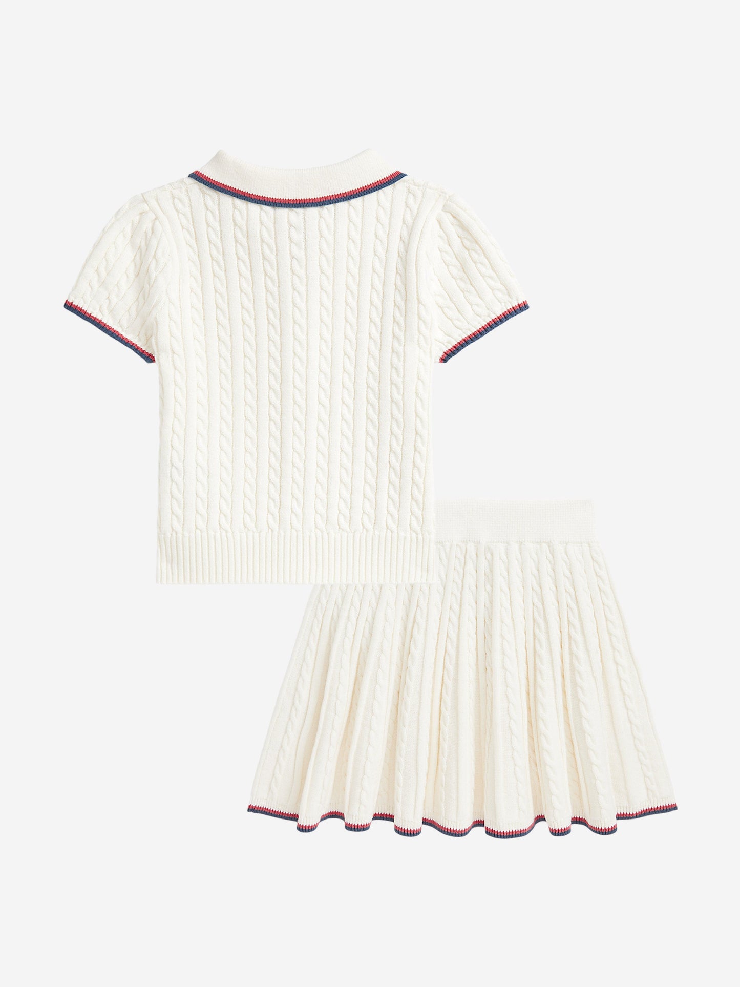Girls Cable Knit Skirt Set in Ivory
