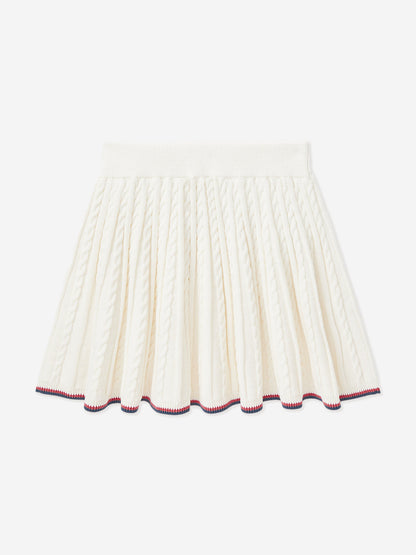 Girls Cable Knit Skirt Set in Ivory