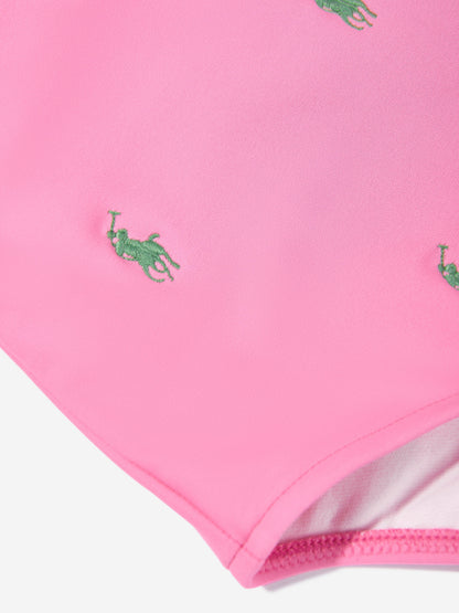 Girls Logo Swimsuit in Pink
