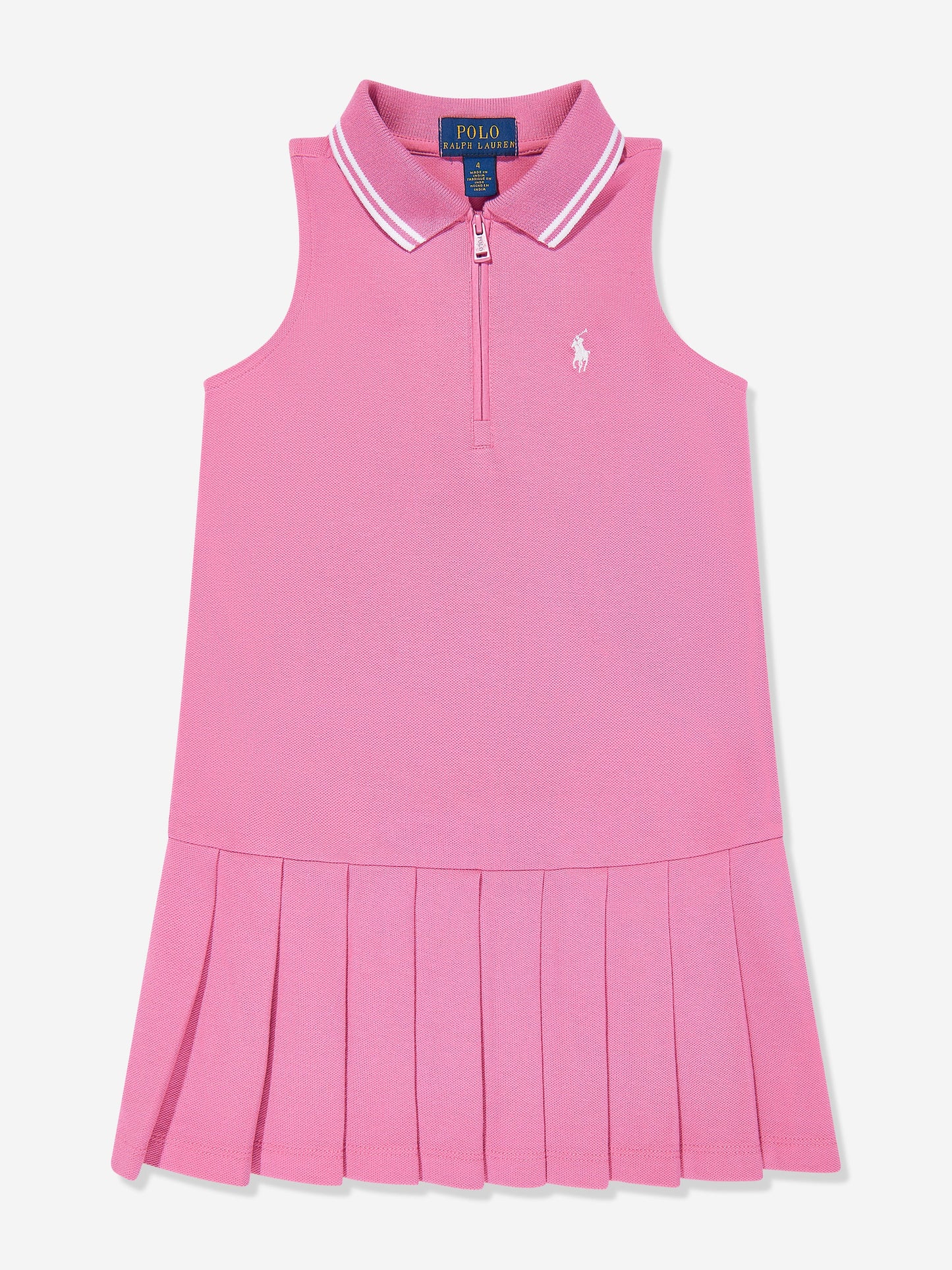 Girls Sleeveless Zip Pleated Dress in Pink