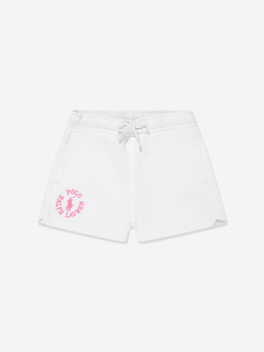 Girls Athletic Logo Shorts in White