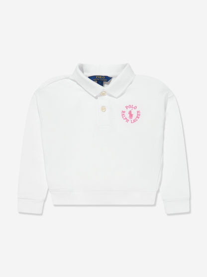 Girls Polo Sweatshirt in White