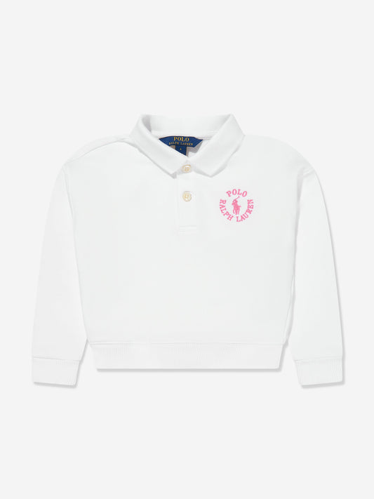 Girls Polo Sweatshirt in White