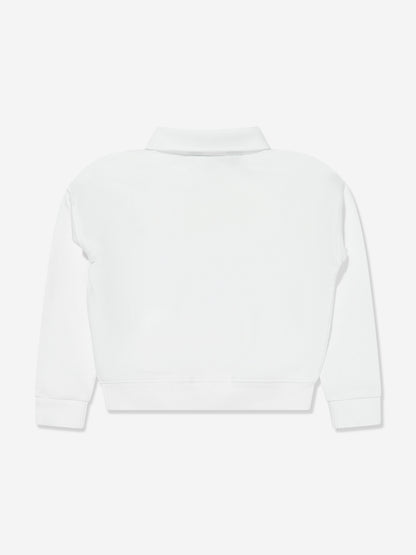Girls Polo Sweatshirt in White