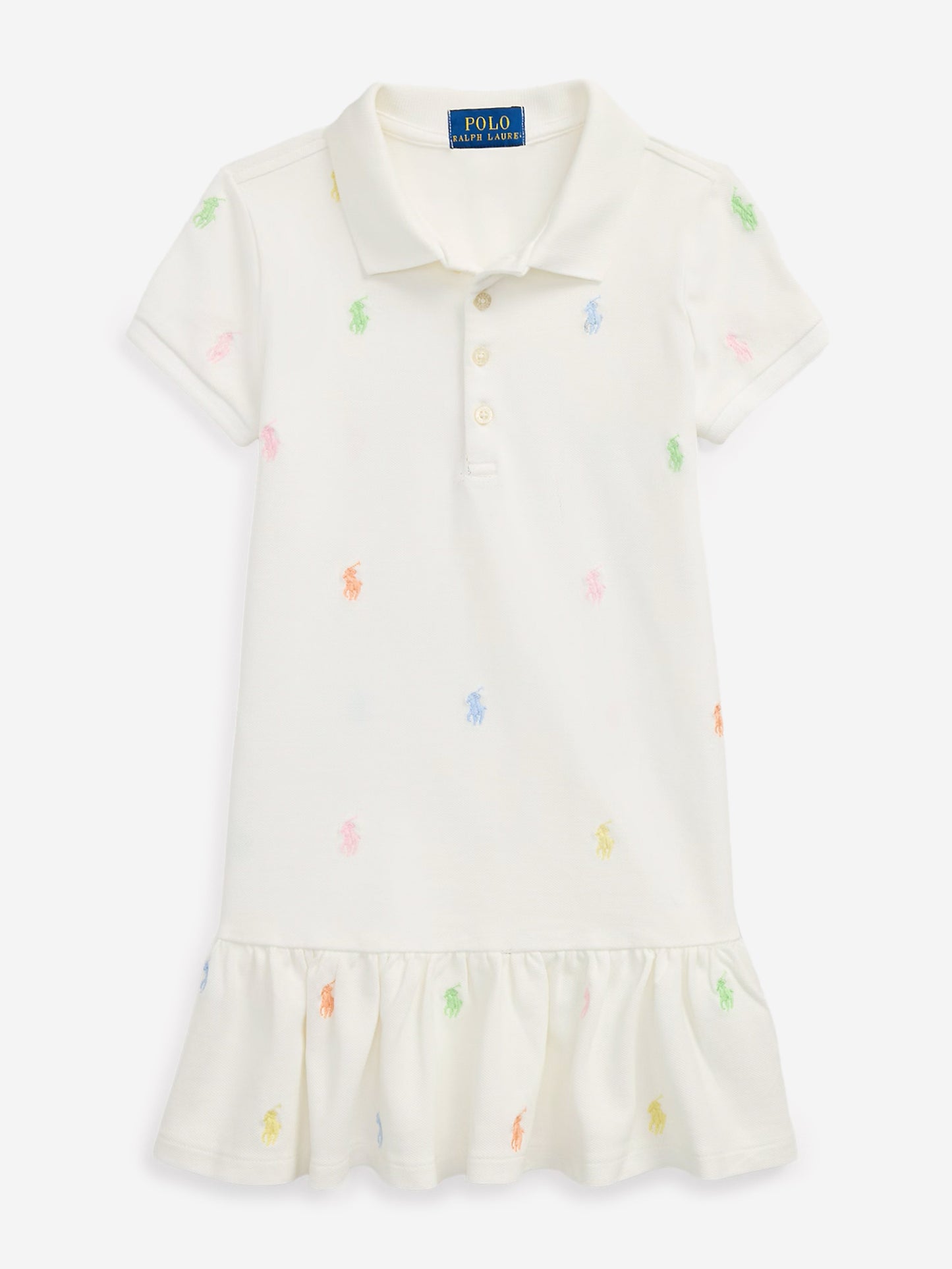 Girls Logo Polo Dress in White