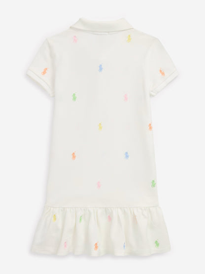 Girls Logo Polo Dress in White
