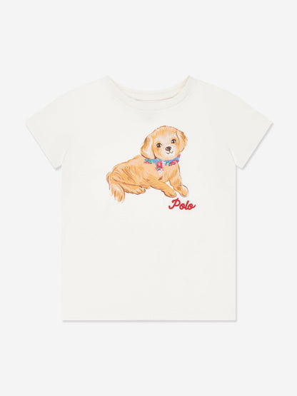 Girls Polo Puppy T-Shirt in White