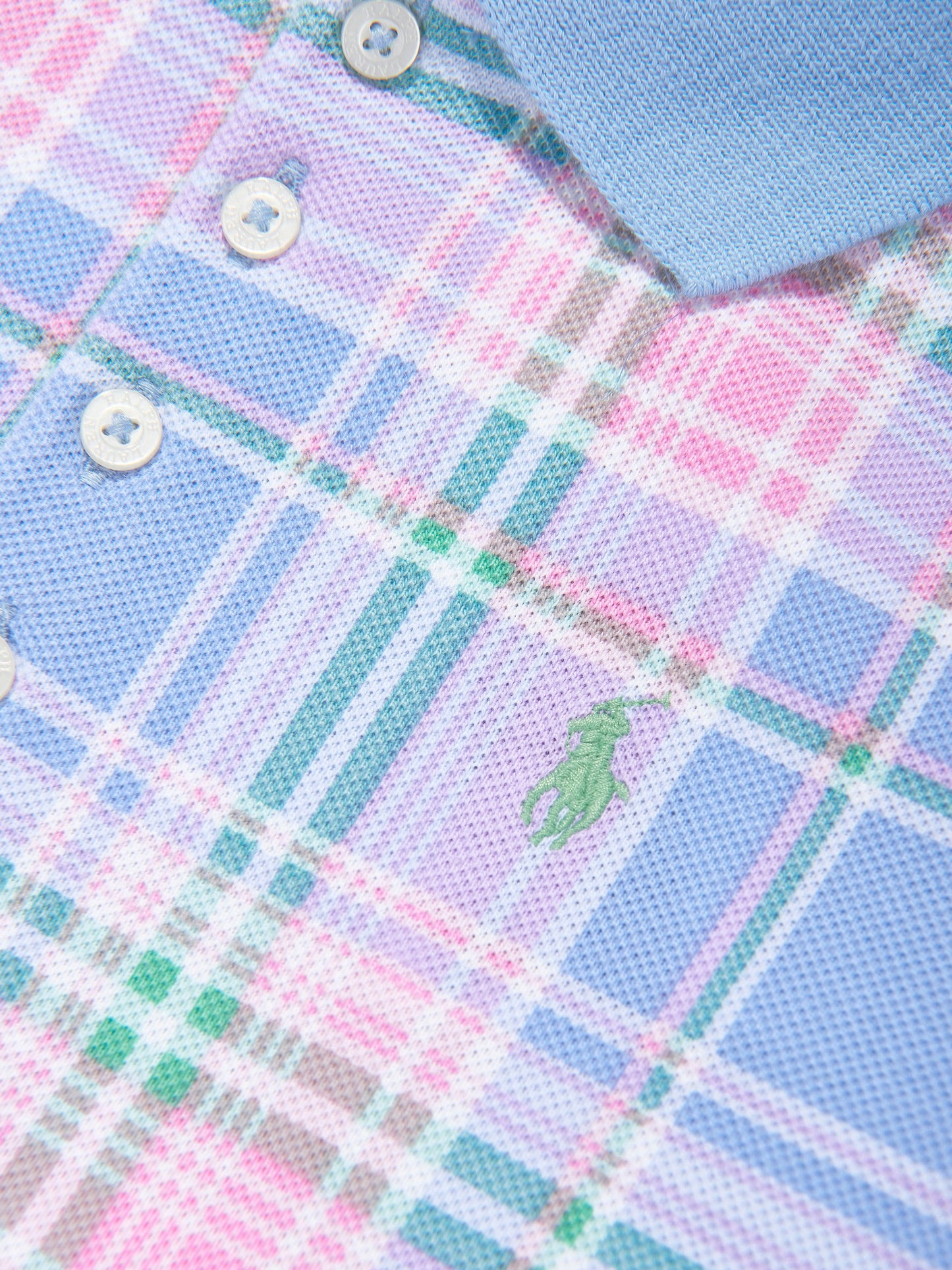 Girls Checked Polo Dress in Blue