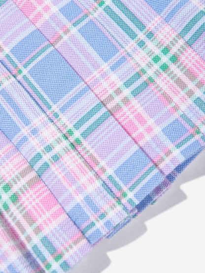 Girls Checked Polo Dress in Blue