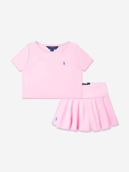 Girls T-Shirt and Skirt Set in Pink