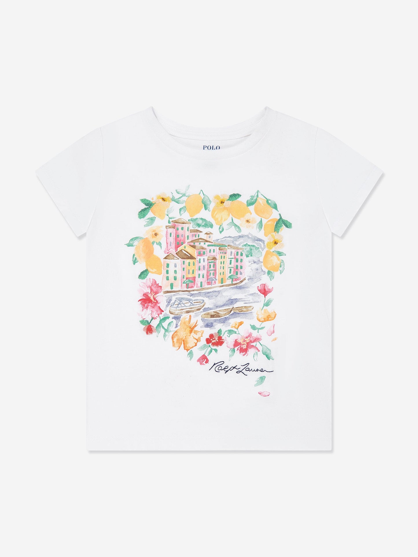 Girls Portofino Print T-Shirt in White