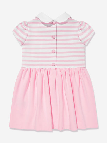 Baby Girls Striped Jersey Dress With Bloomers in Pink