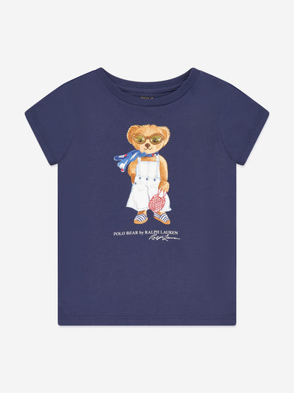 Girls Polo Bear T-Shirt in Navy