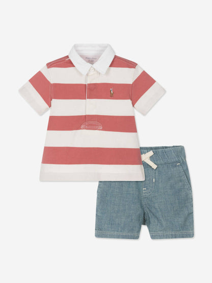 Ralph Lauren Baby Boys Rugby Top and Shorts Set in Multicolour