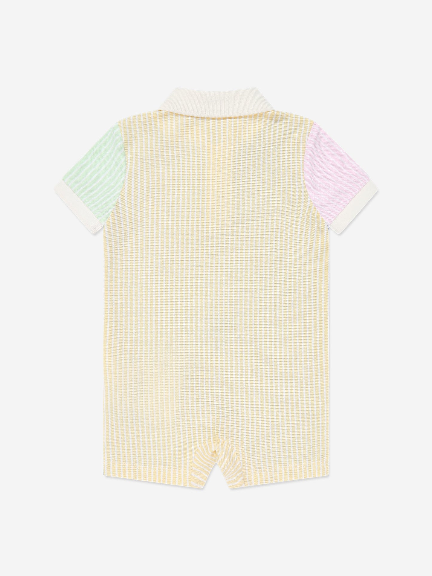 Baby Boys Striped Logo Romper in Blue