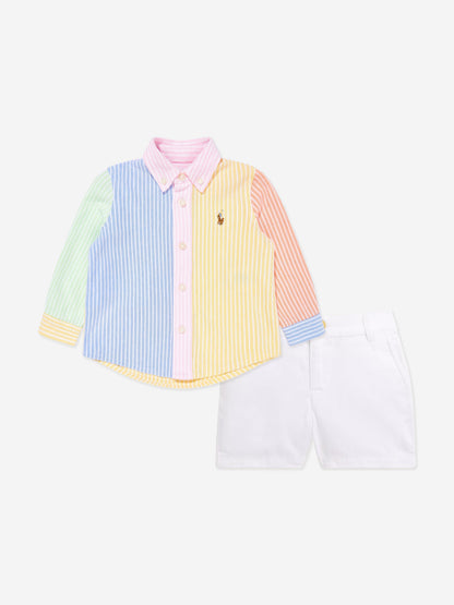 Baby Boys Shirt and Shorts Set in Multicolour