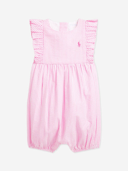 Baby Girls Striped Romper in Pink