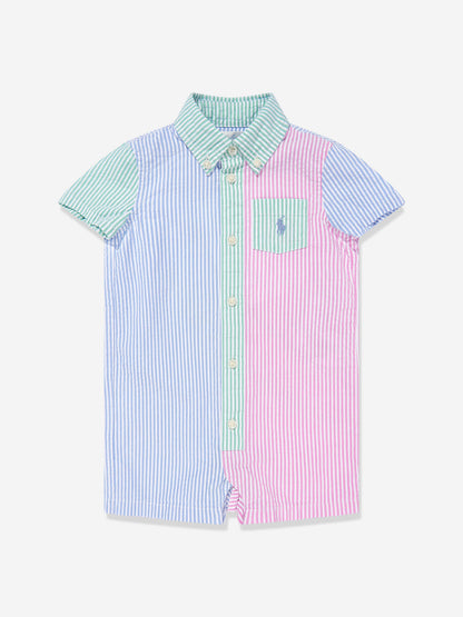 Baby Boys Striped Romper in Blue