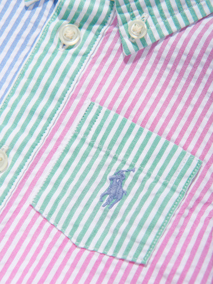 Baby Boys Striped Romper in Blue