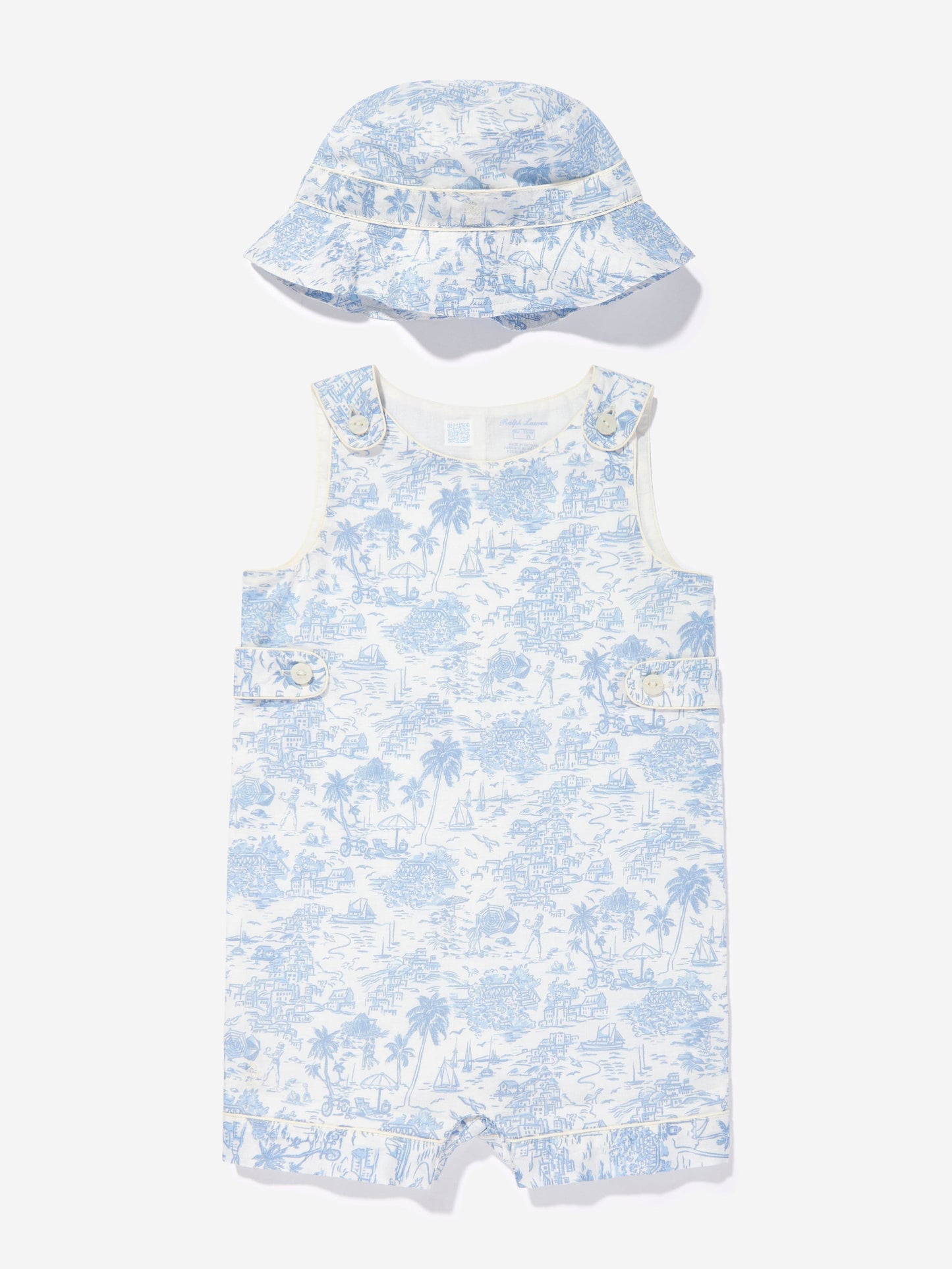 Baby Boys Riviera Toile Romper Set in Blue