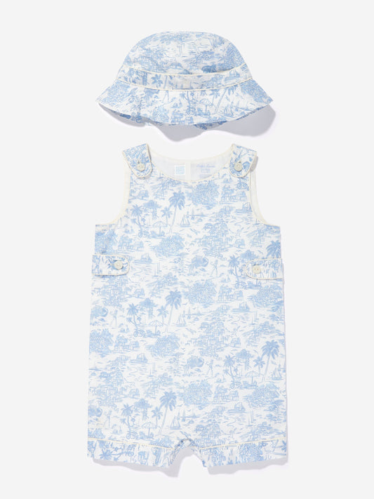 Baby Boys Riviera Toile Romper Set in Blue