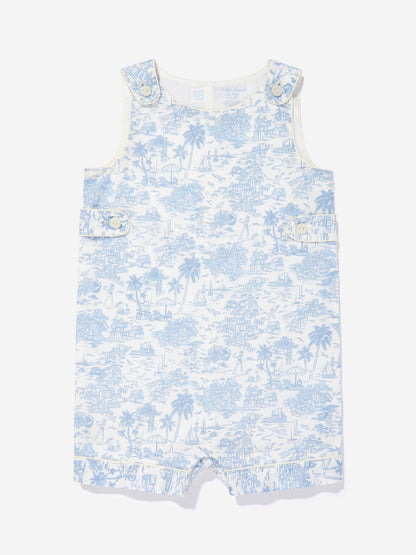 Baby Boys Riviera Toile Romper Set in Blue