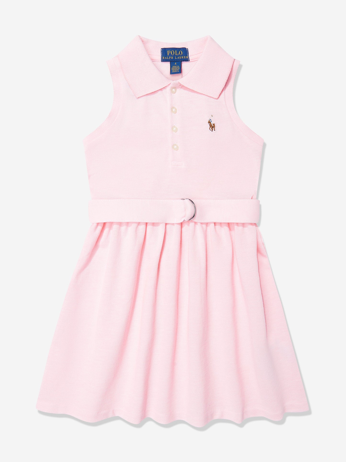 Girls Sleeveless Polo Dress in Pink