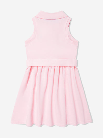Girls Sleeveless Polo Dress in Pink