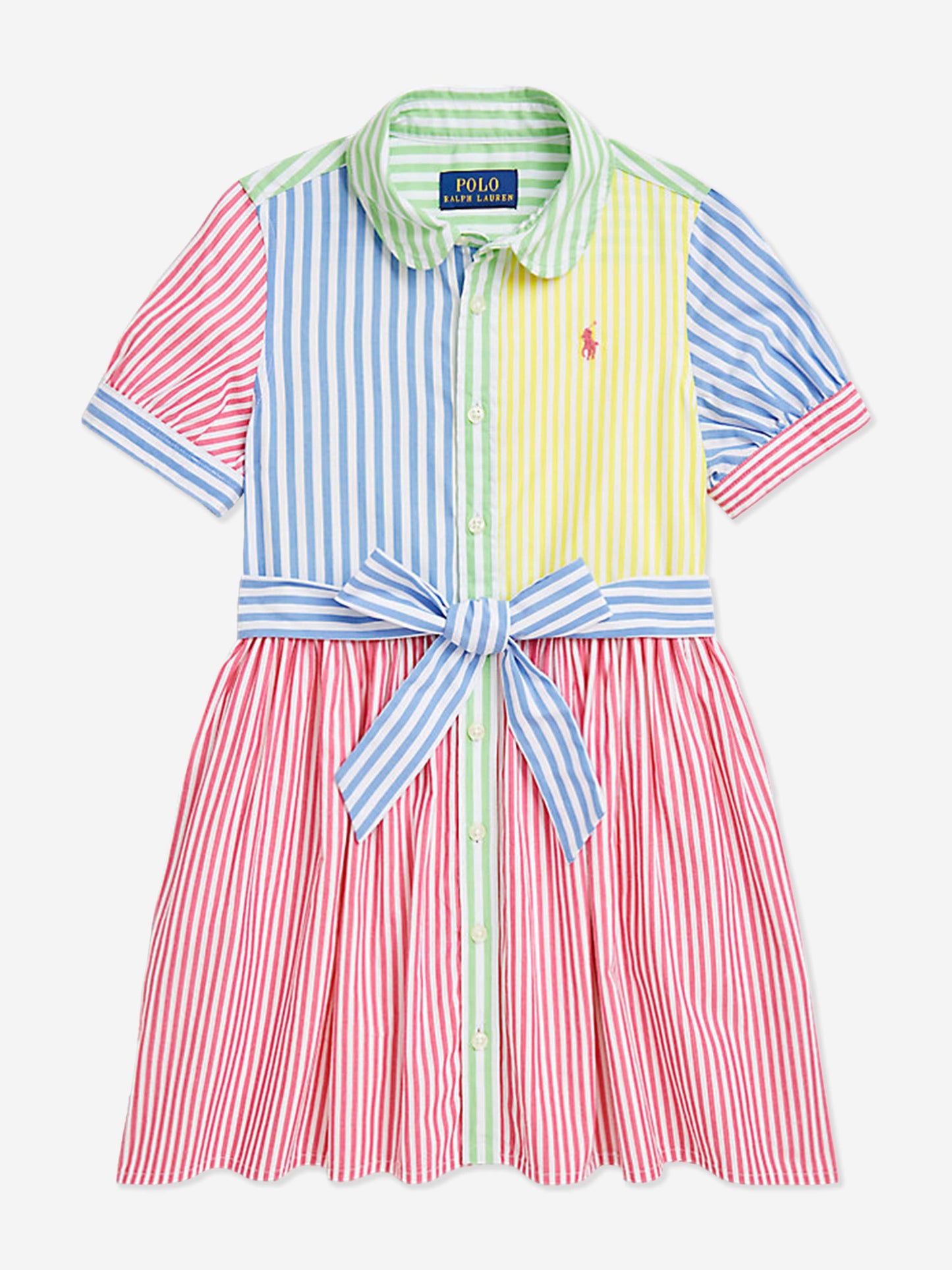 Girls Striped Shirt Dress in Pink