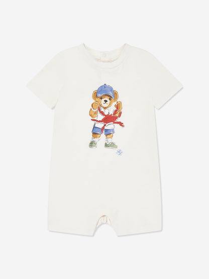 Baby Boys Bear Romper in White