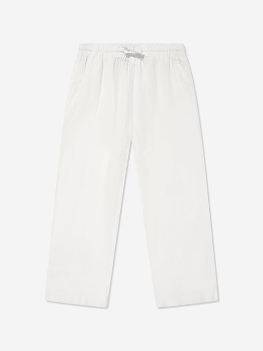 Boys Linen Trousers in White