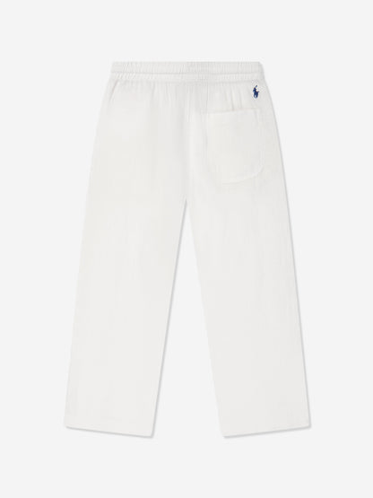 Boys Linen Trousers in White