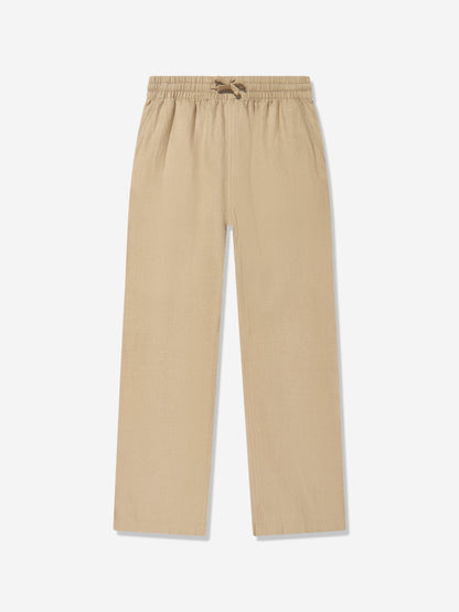 Boys Linen Trousers in Brown