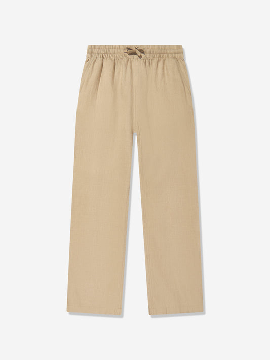 Boys Linen Trousers in Brown