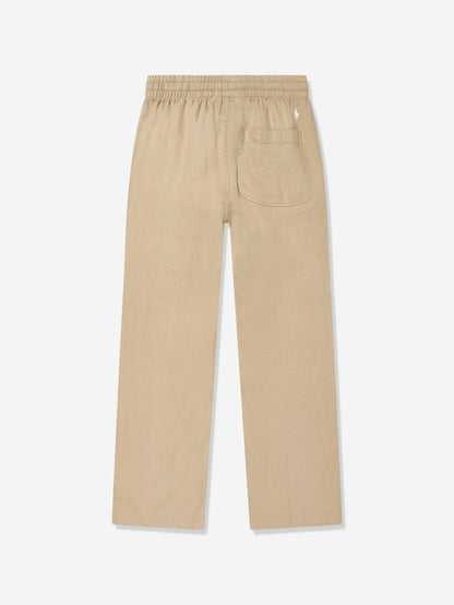 Boys Linen Trousers in Brown