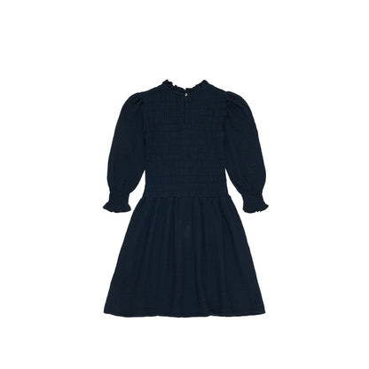 女童藏青色棉连衣裙