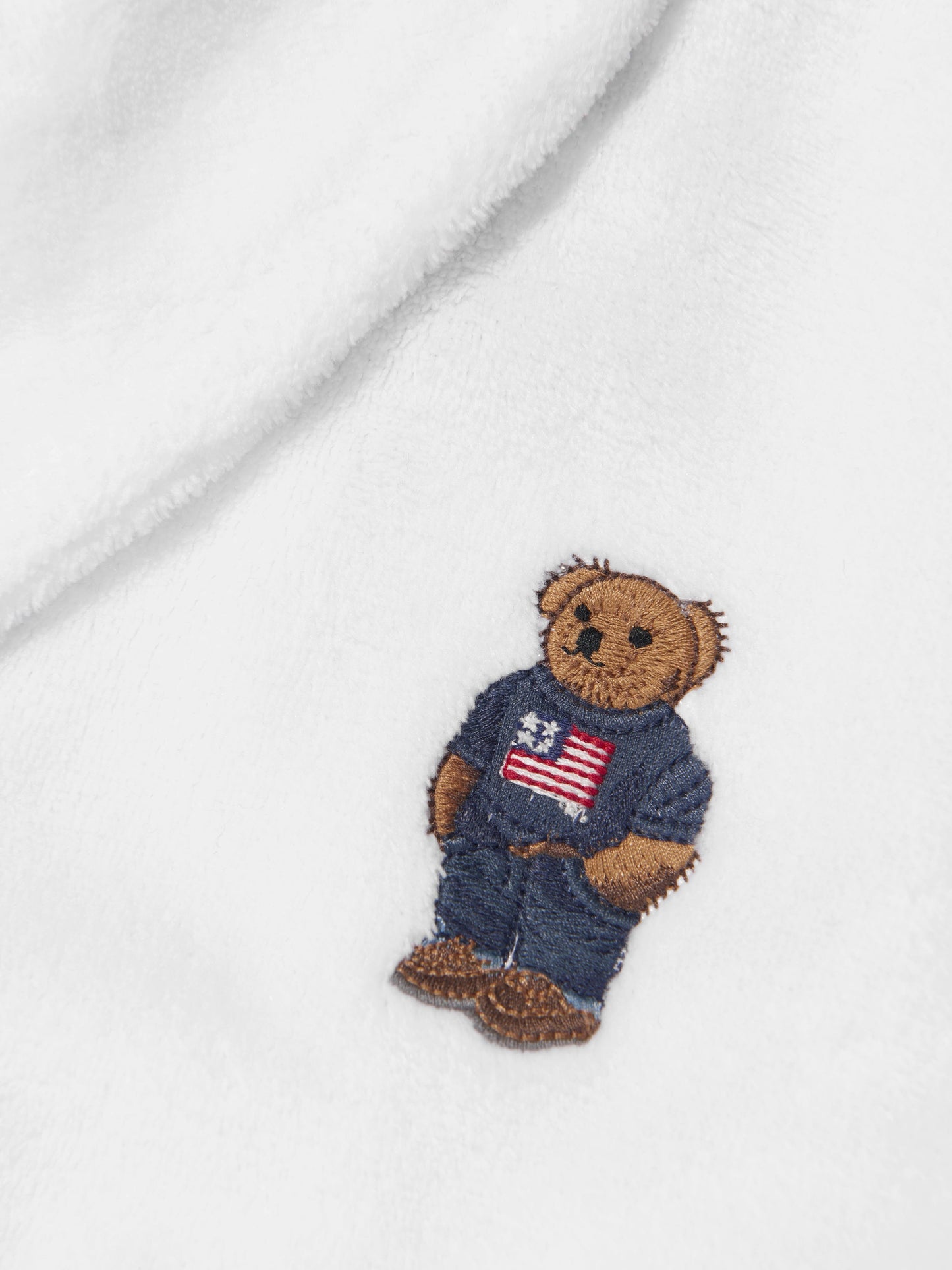 Ralph Lauren Boys Bear Patch Robe in White