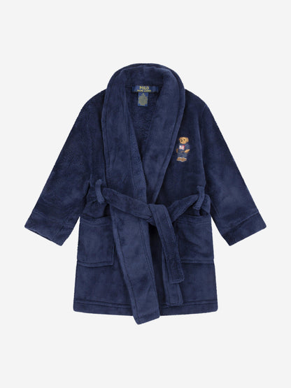Boys Bear Patch Robe in Navy