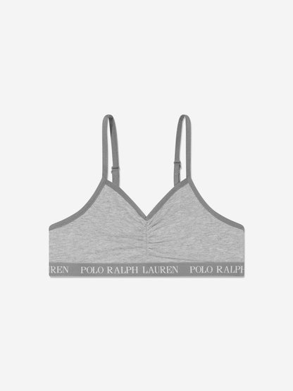 Girls Solid 2 Pack Bralettes Set in Grey