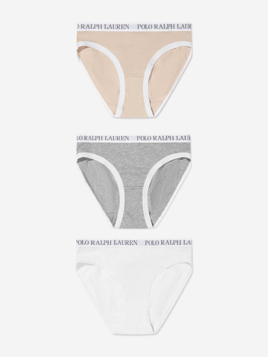 Girls Solid 3 Pack Bikini Knickers Set in Grey