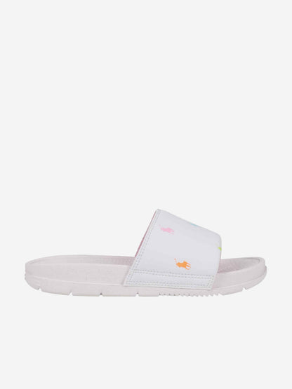 Girls Fairview Logo Sliders in White