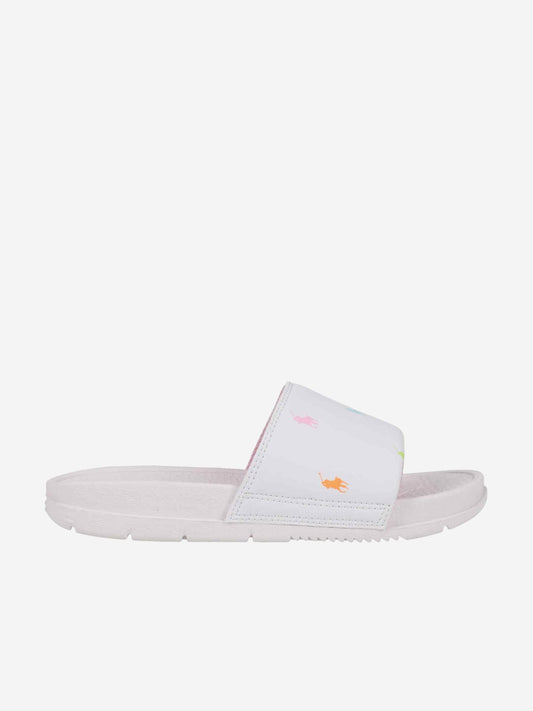 Girls Fairview Logo Sliders in White