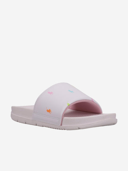 Girls Fairview Logo Sliders in White