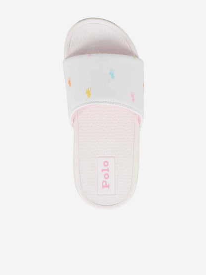 Girls Fairview Logo Sliders in White
