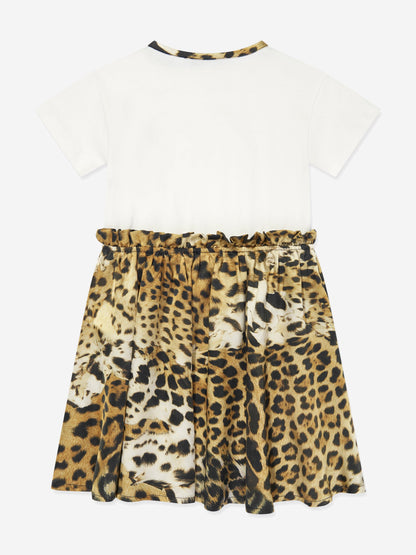 Roberto Cavalli 女童白色丝绸和针织 Jaguar 服饰