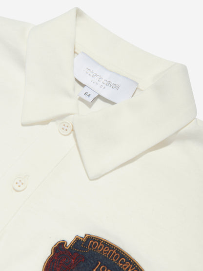 Roberto Cavalli 男童白色 Polo 衫