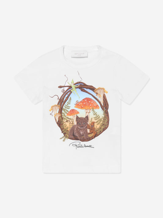 Roberto Cavalli 女童白色 Woodland T 恤